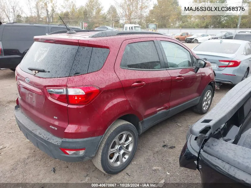 2020 Ford Ecosport Se VIN: MAJ6S3GLXLC368376 Lot: 40670867