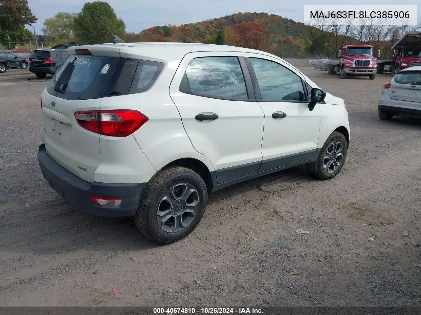 2020 Ford Ecosport S VIN: MAJ6S3FL8LC385906 Lot: 40674810