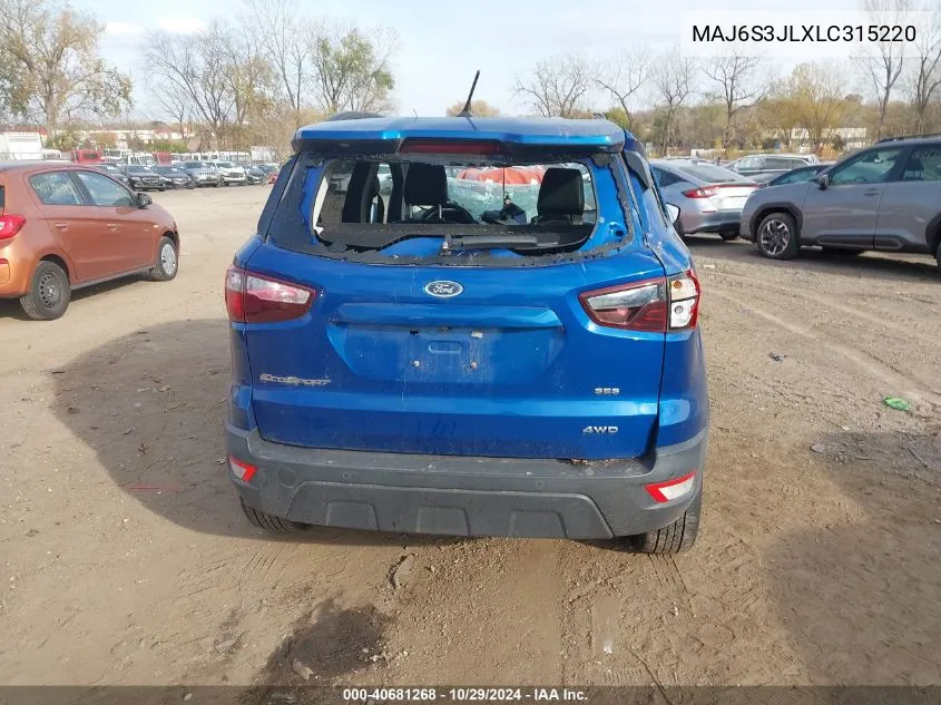 2020 Ford Ecosport Ses VIN: MAJ6S3JLXLC315220 Lot: 40681268