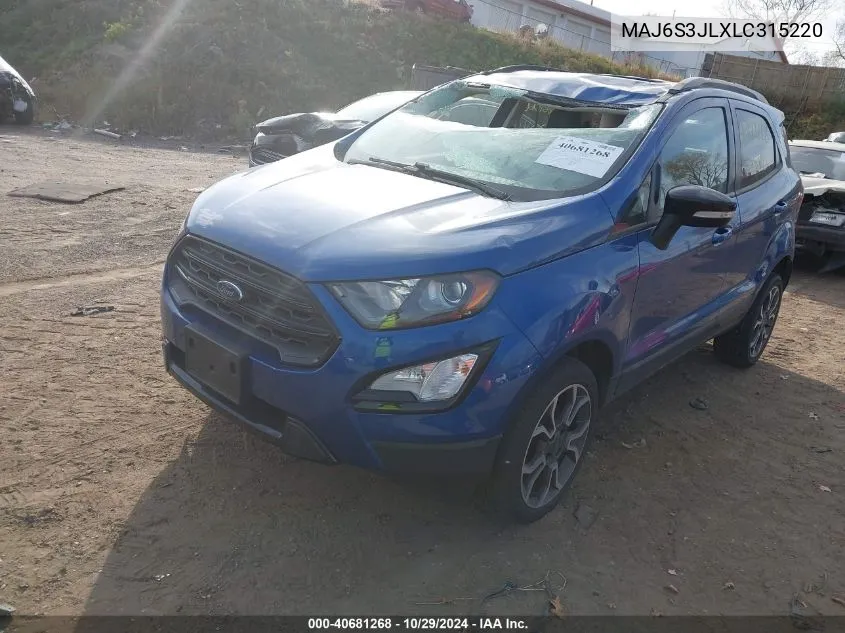 2020 Ford Ecosport Ses VIN: MAJ6S3JLXLC315220 Lot: 40681268