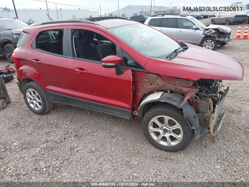 2020 Ford Ecosport Se VIN: MAJ6S3GL3LC350611 Lot: 40685789