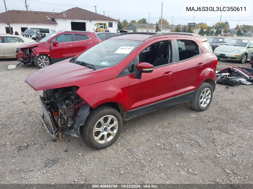 2020 Ford Ecosport Se VIN: MAJ6S3GL3LC350611 Lot: 40685789