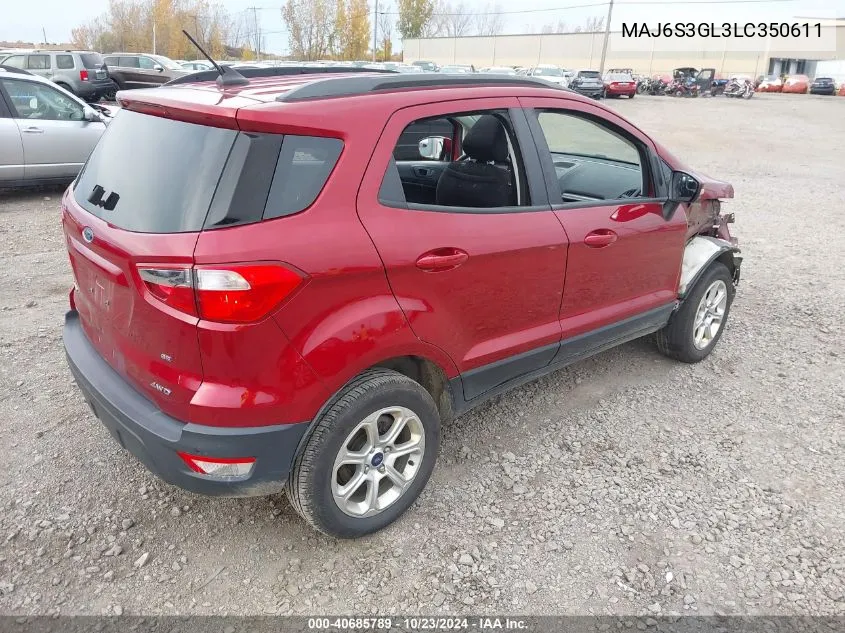 2020 Ford Ecosport Se VIN: MAJ6S3GL3LC350611 Lot: 40685789