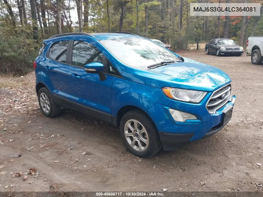 2020 Ford Ecosport Se VIN: MAJ6S3GL4LC364081 Lot: 40686717