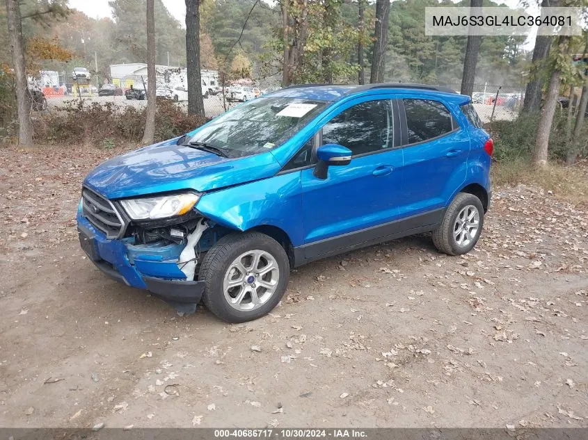 2020 Ford Ecosport Se VIN: MAJ6S3GL4LC364081 Lot: 40686717