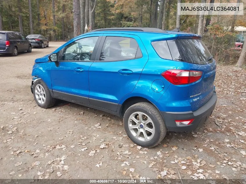 2020 Ford Ecosport Se VIN: MAJ6S3GL4LC364081 Lot: 40686717