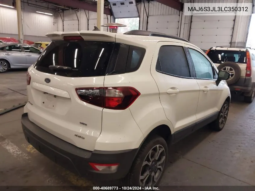 2020 Ford Ecosport Ses VIN: MAJ6S3JL3LC350312 Lot: 40689773