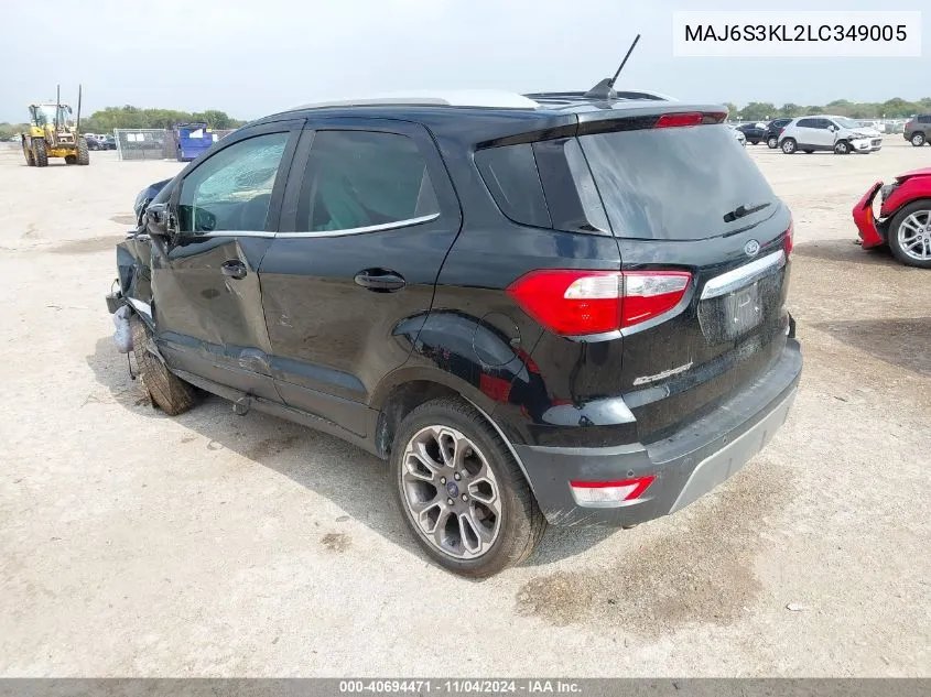 2020 Ford Ecosport Titanium VIN: MAJ6S3KL2LC349005 Lot: 40694471