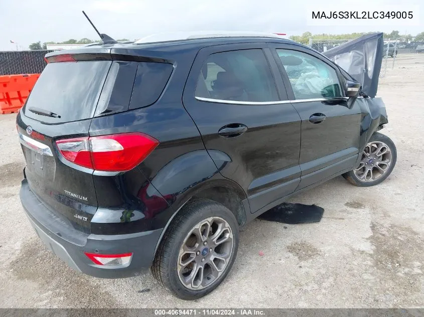 2020 Ford Ecosport Titanium VIN: MAJ6S3KL2LC349005 Lot: 40694471