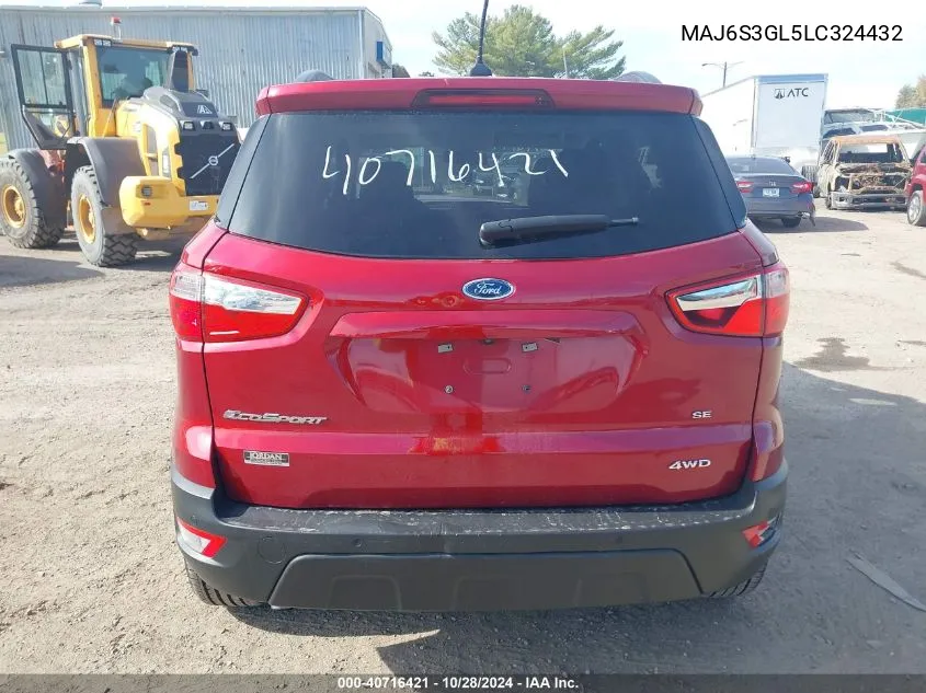 2020 Ford Ecosport Se VIN: MAJ6S3GL5LC324432 Lot: 40716421