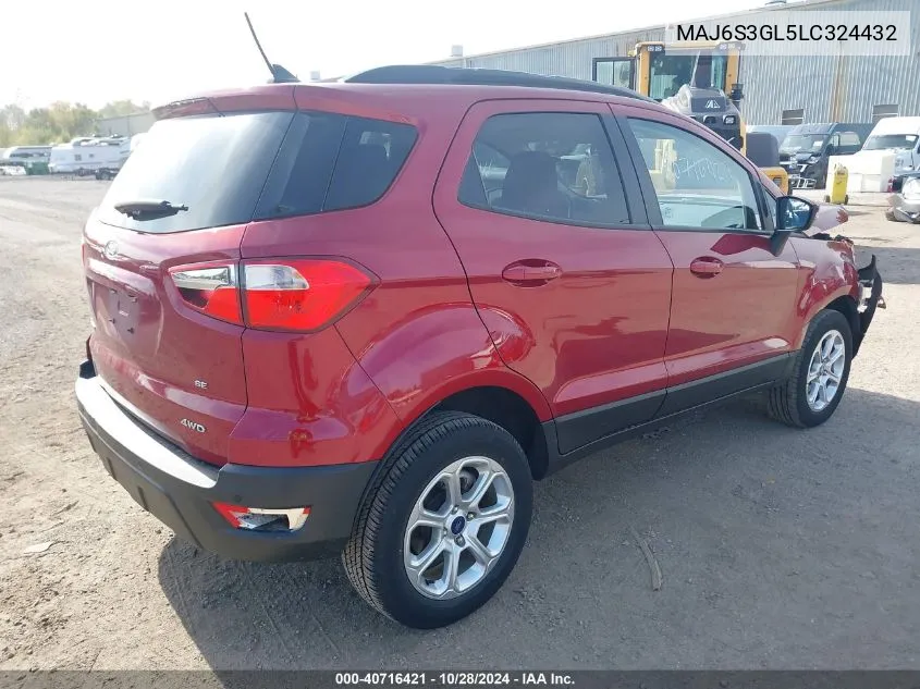 2020 Ford Ecosport Se VIN: MAJ6S3GL5LC324432 Lot: 40716421