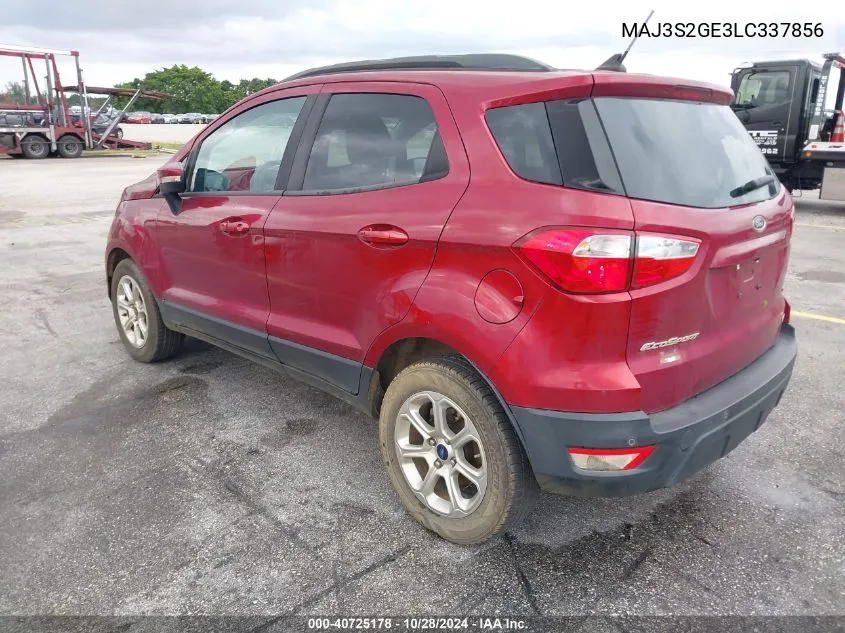 2020 Ford Ecosport Se VIN: MAJ3S2GE3LC337856 Lot: 40725178