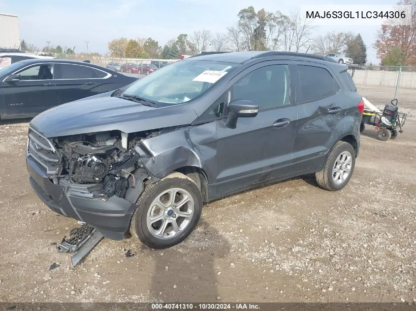 2020 Ford Ecosport Se VIN: MAJ6S3GL1LC344306 Lot: 40741310