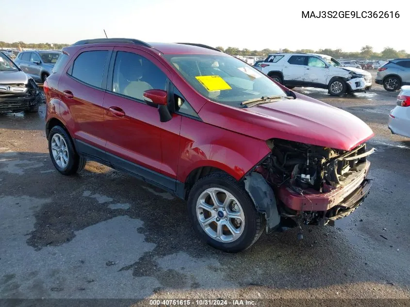 2020 Ford Ecosport Se VIN: MAJ3S2GE9LC362616 Lot: 40751615