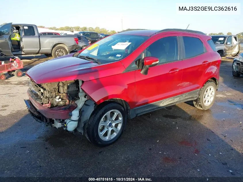 2020 Ford Ecosport Se VIN: MAJ3S2GE9LC362616 Lot: 40751615