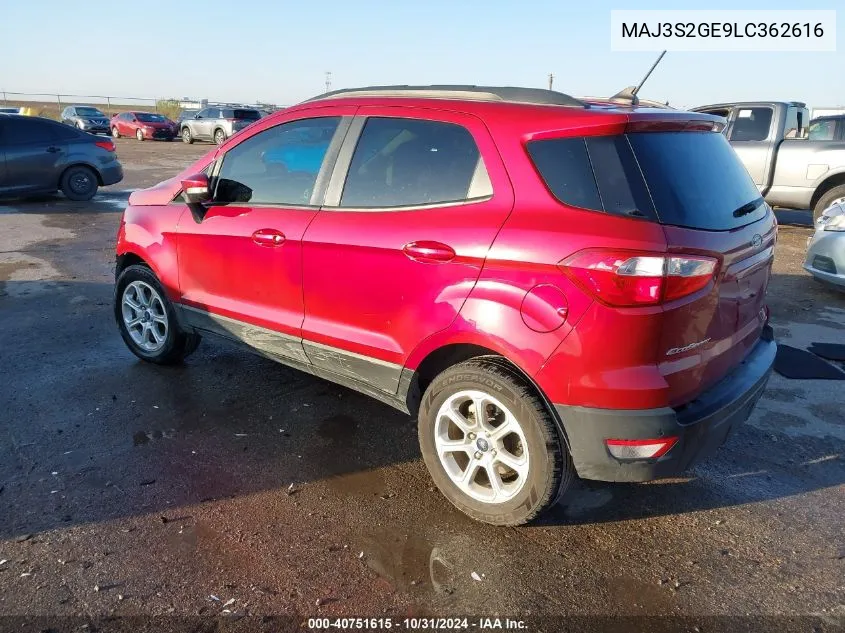 2020 Ford Ecosport Se VIN: MAJ3S2GE9LC362616 Lot: 40751615