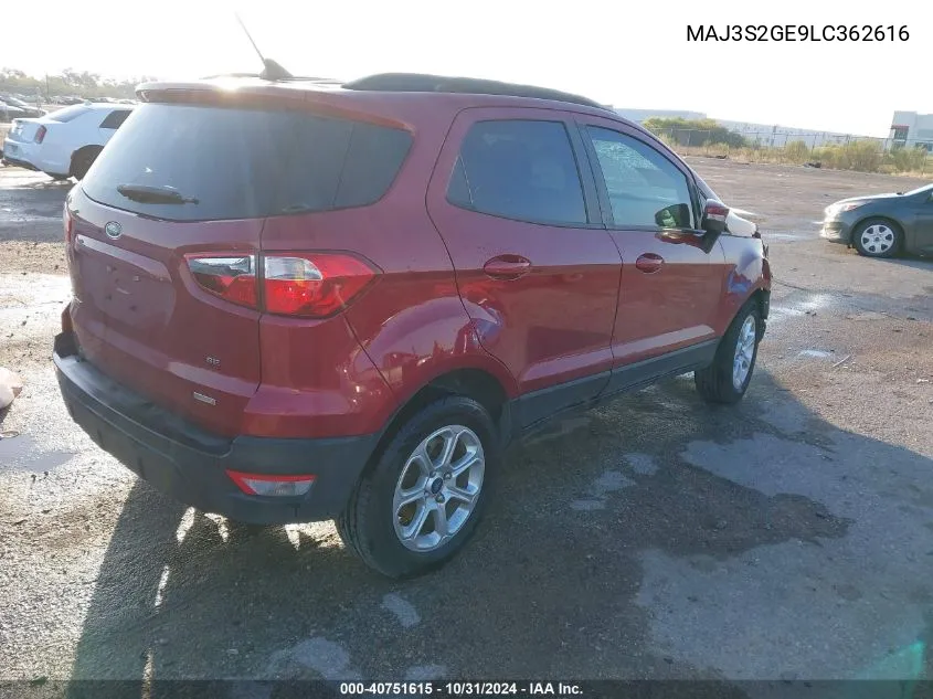 2020 Ford Ecosport Se VIN: MAJ3S2GE9LC362616 Lot: 40751615