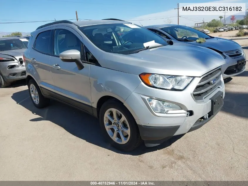 MAJ3S2GE3LC316182 2020 Ford Ecosport Se