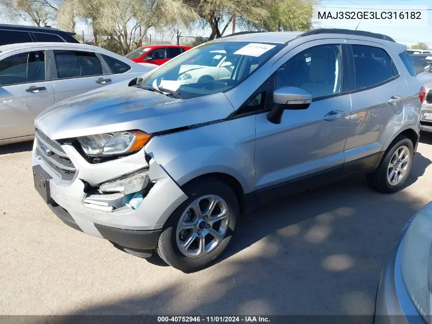 MAJ3S2GE3LC316182 2020 Ford Ecosport Se