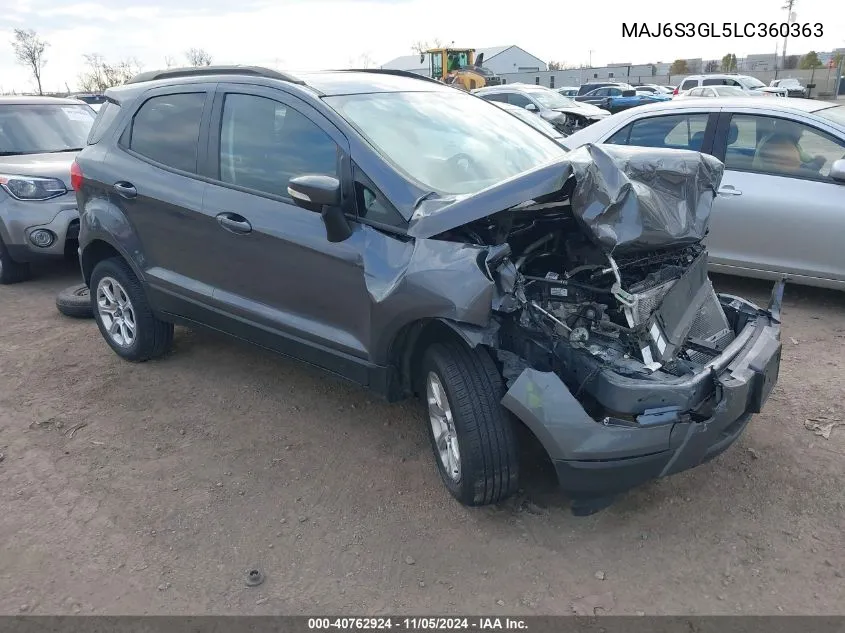 2020 Ford Ecosport Se VIN: MAJ6S3GL5LC360363 Lot: 40762924