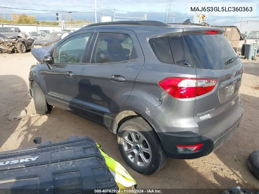 2020 Ford Ecosport Se VIN: MAJ6S3GL5LC360363 Lot: 40762924