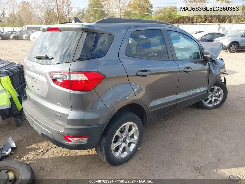 2020 Ford Ecosport Se VIN: MAJ6S3GL5LC360363 Lot: 40762924