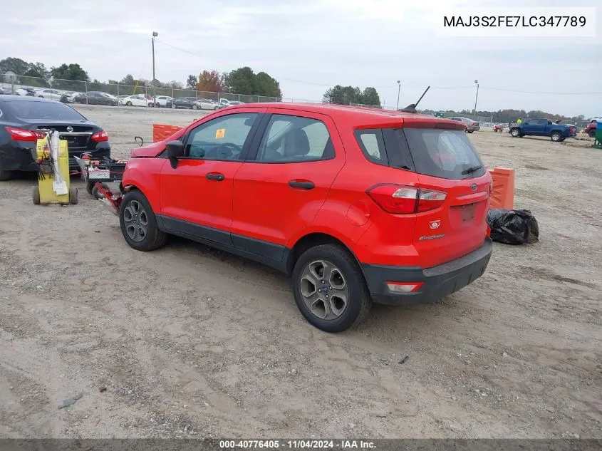 2020 Ford Ecosport S VIN: MAJ3S2FE7LC347789 Lot: 40776405