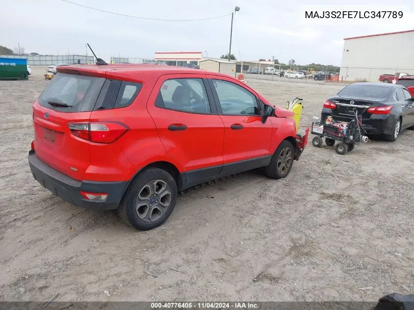 2020 Ford Ecosport S VIN: MAJ3S2FE7LC347789 Lot: 40776405