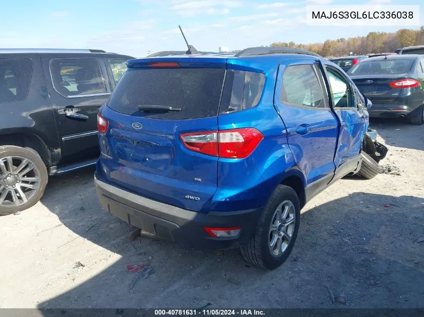 2020 Ford Ecosport Se VIN: MAJ6S3GL6LC336038 Lot: 40781631