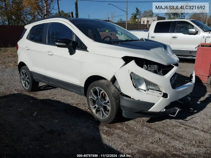 2020 Ford Ecosport Ses VIN: MAJ6S3JL4LC321692 Lot: 40787898