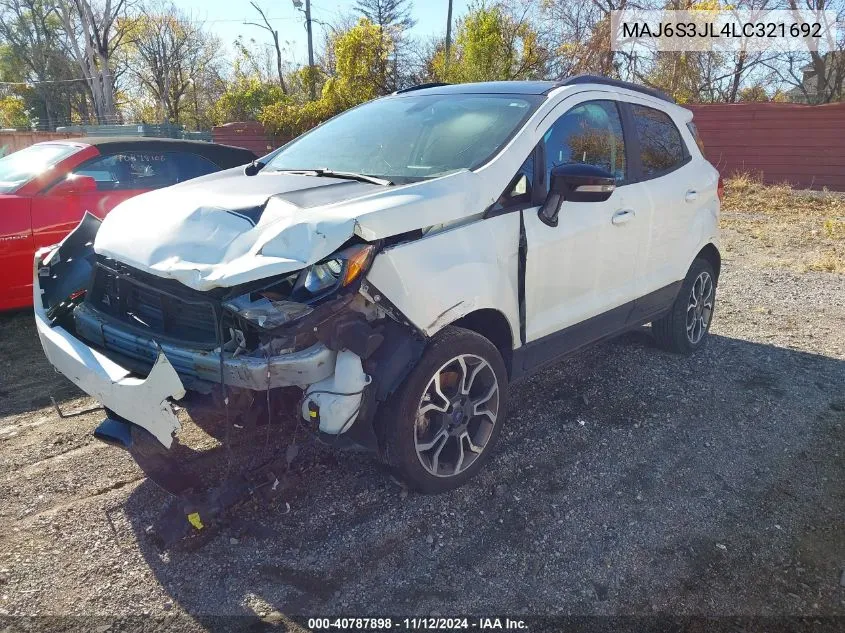 2020 Ford Ecosport Ses VIN: MAJ6S3JL4LC321692 Lot: 40787898