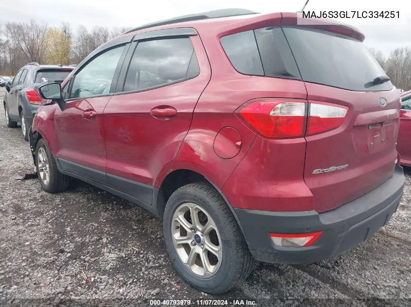 2020 Ford Ecosport Se VIN: MAJ6S3GL7LC334251 Lot: 40793979