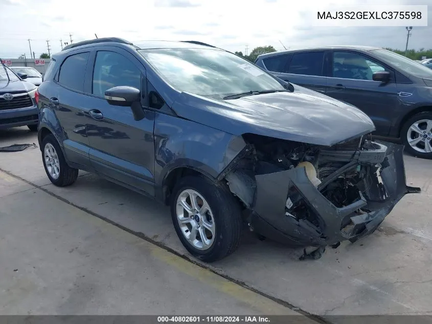 2020 Ford Ecosport Se VIN: MAJ3S2GEXLC375598 Lot: 40802601