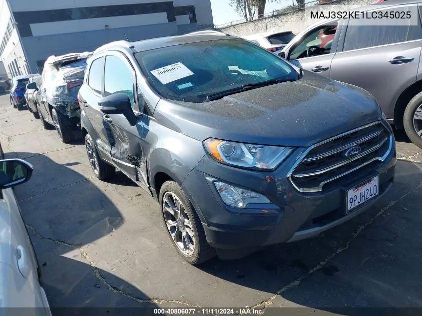 2020 Ford Ecosport Titanium VIN: MAJ3S2KE1LC345025 Lot: 40806077