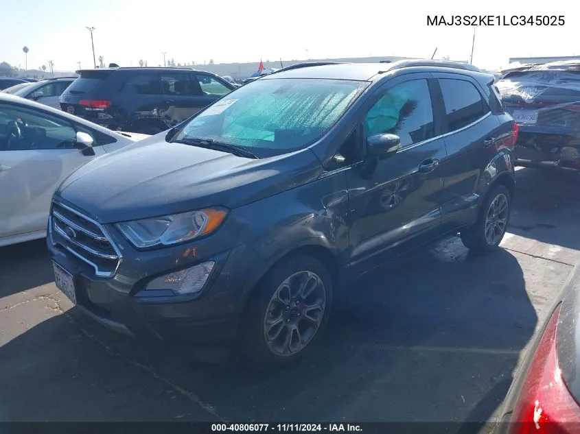 2020 Ford Ecosport Titanium VIN: MAJ3S2KE1LC345025 Lot: 40806077