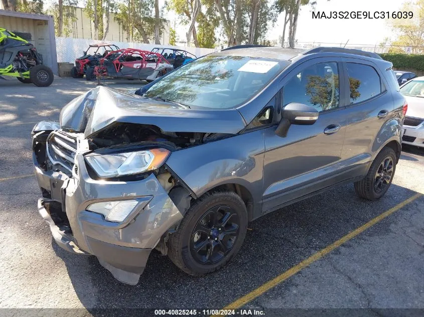 2020 Ford Ecosport Se VIN: MAJ3S2GE9LC316039 Lot: 40825245