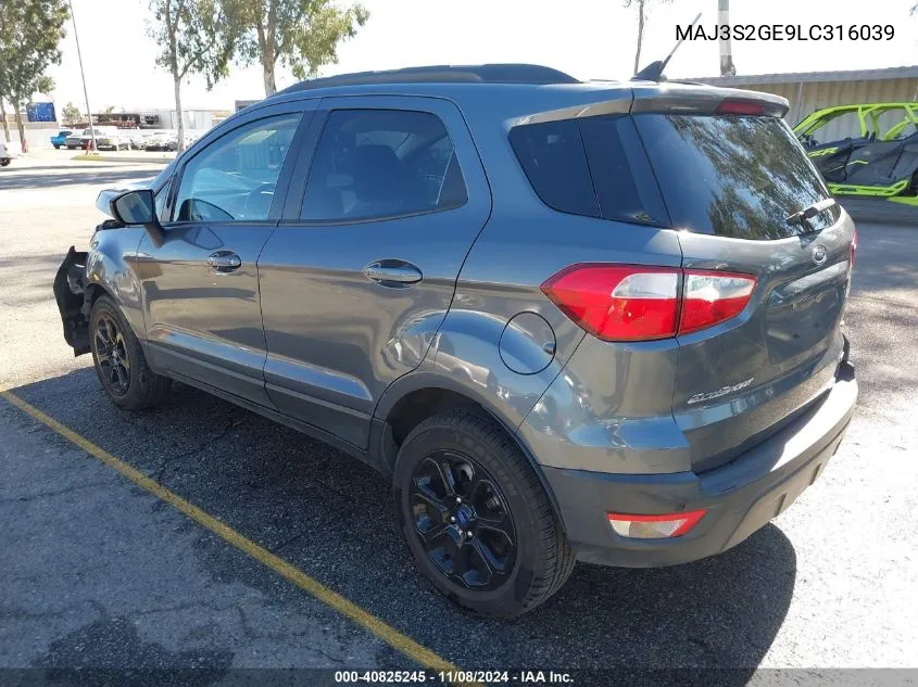 2020 Ford Ecosport Se VIN: MAJ3S2GE9LC316039 Lot: 40825245