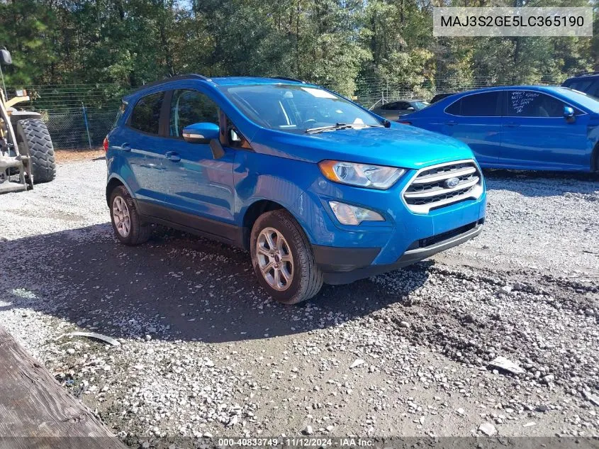 2020 Ford Ecosport Se VIN: MAJ3S2GE5LC365190 Lot: 40833749