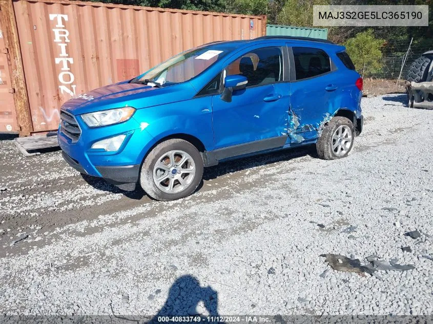 2020 Ford Ecosport Se VIN: MAJ3S2GE5LC365190 Lot: 40833749