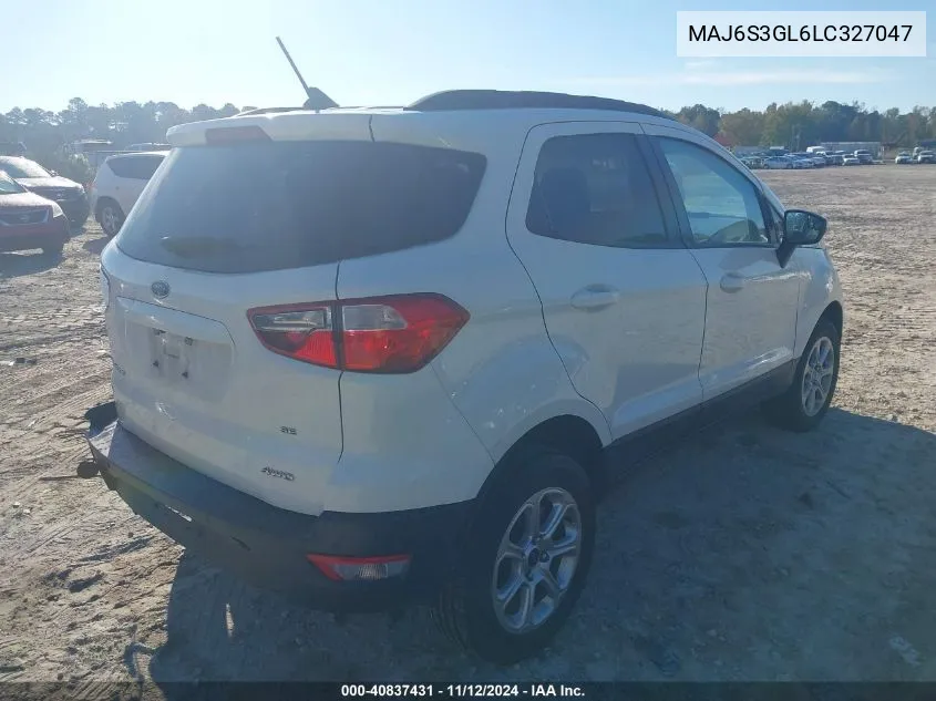 2020 Ford Ecosport Se VIN: MAJ6S3GL6LC327047 Lot: 40837431