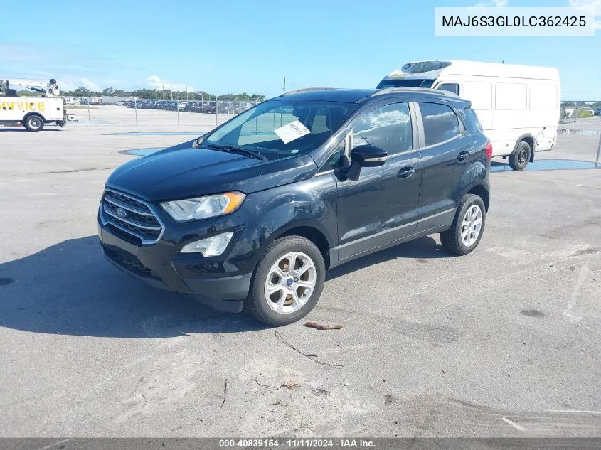 2020 Ford Ecosport Se VIN: MAJ6S3GL0LC362425 Lot: 40839154