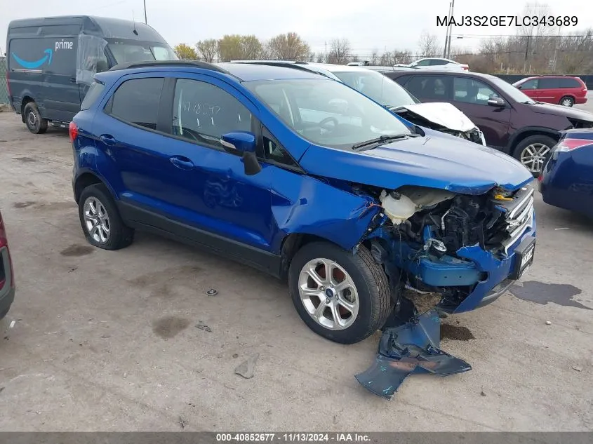 2020 Ford Ecosport Se VIN: MAJ3S2GE7LC343689 Lot: 40852677