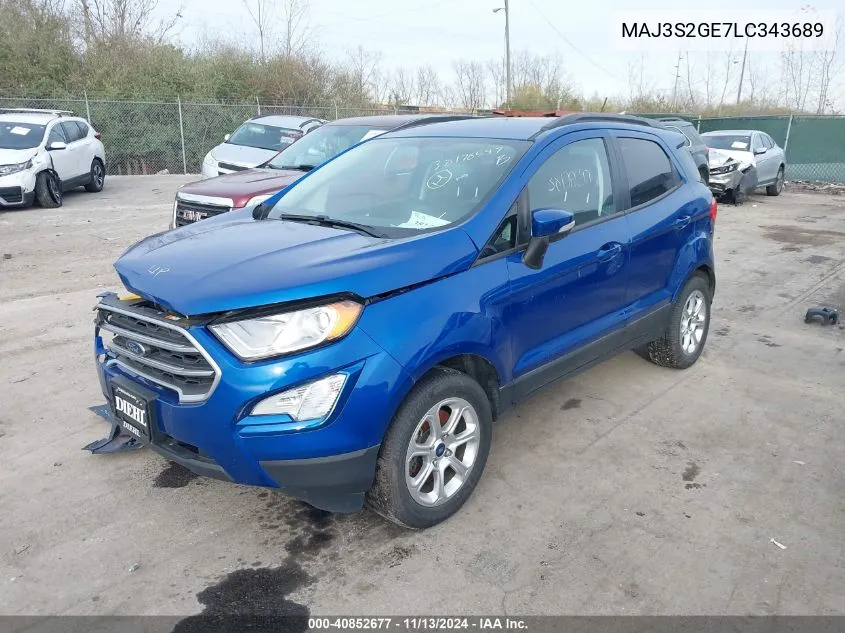 2020 Ford Ecosport Se VIN: MAJ3S2GE7LC343689 Lot: 40852677