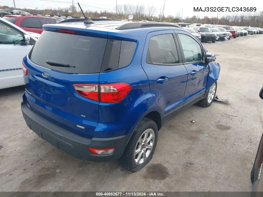 2020 Ford Ecosport Se VIN: MAJ3S2GE7LC343689 Lot: 40852677