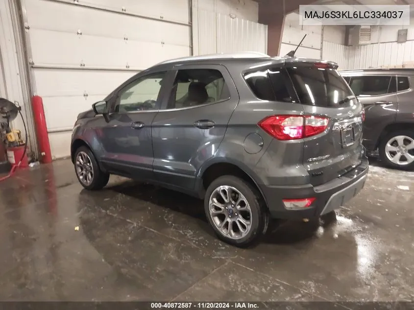 2020 Ford Ecosport Titanium VIN: MAJ6S3KL6LC334037 Lot: 40872587