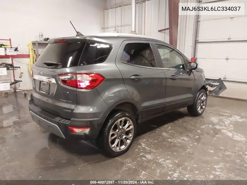 2020 Ford Ecosport Titanium VIN: MAJ6S3KL6LC334037 Lot: 40872587