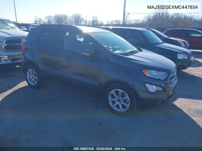 2021 Ford Ecosport Se VIN: MAJ3S2GEXMC447854 Lot: 38667536