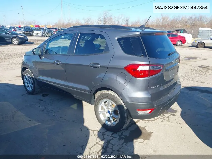 2021 Ford Ecosport Se VIN: MAJ3S2GEXMC447854 Lot: 38667536