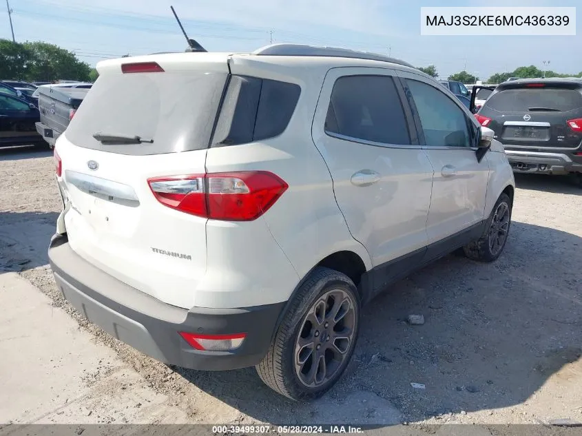 2021 Ford Ecosport Titanium VIN: MAJ3S2KE6MC436339 Lot: 39499307