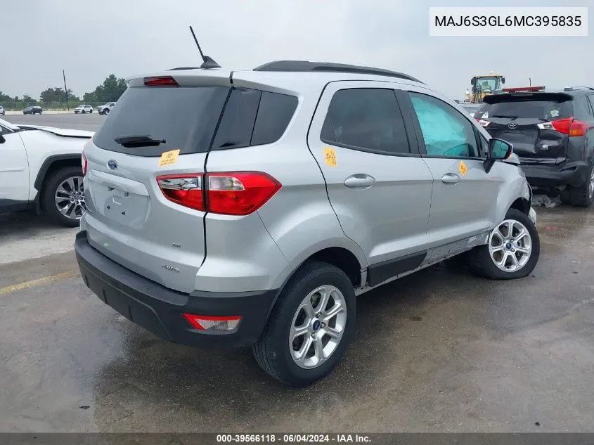 2021 Ford Ecosport Se VIN: MAJ6S3GL6MC395835 Lot: 39566118